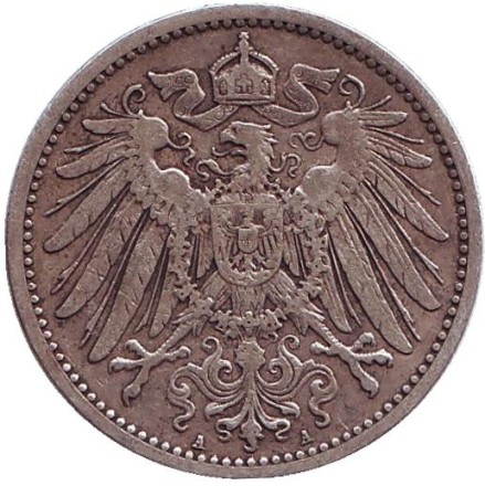 Монета 1 марка. 1905 год (A), Германская империя. Монета 1 марка. 1905 год (A), Германская империя.