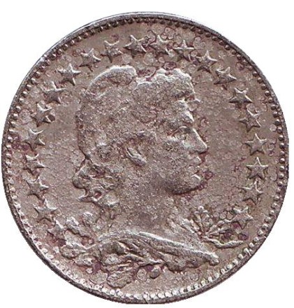 Монета 100 рейсов. 1921 год, Бразилия. Монета 100 рейсов. 1921 год, Бразилия.