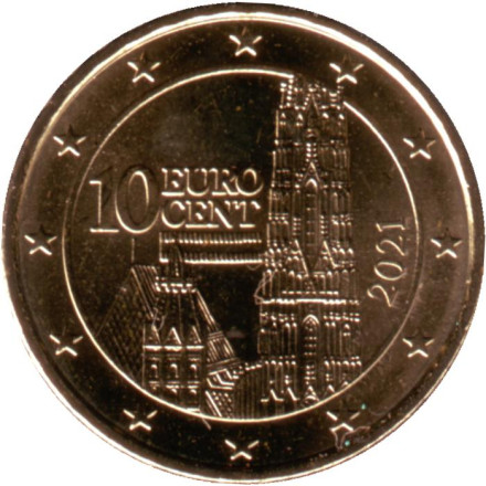 Монета 10 центов. 2021 год, Австрия.