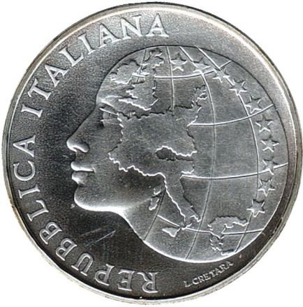 Монета 500 лир. 1985 год, Италия. Итальянское президентство в Европейском экономическом сообществе.
