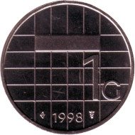 Монета 1 гульден. 1998 год, Нидерланды. BU. Монета 1 гульден. 1998 год, Нидерланды. BU.