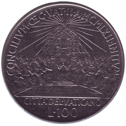 Монета 100 лир. 1962 год, Ватикан. Второй Вселенский собор.