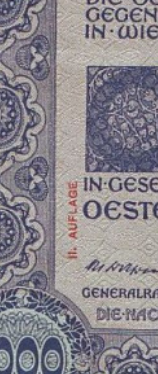 Банкнота 1000 крон. 1902 (1919) год, Австро-Венгрия. (Надпечатка). Тип 4. "II AUFLAGE". Банкнота 1000 крон. 1902 (1919) год, Австро-Венгрия. (Надпечатка). Тип 4. "II AUFLAGE".