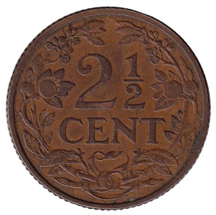 Монета 2,5 цента. 1912 год, Нидерланды.