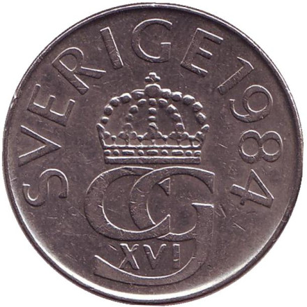 Монета 5 крон. 1984 год, Швеция. Монета 5 крон. 1984 год, Швеция.