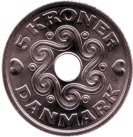 Монета 5 крон. 2014 год, Дания.