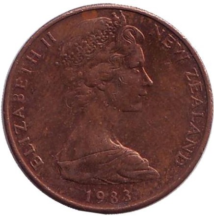 Монета 2 цента. 1983 год, Новая Зеландия. Из обращения. Цветки куаваи. Монета 2 цента. 1983 год, Новая Зеландия. Из обращения. Цветки куаваи.