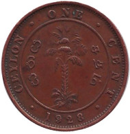Монета 1 цент. 1928 год, Цейлон. Монета 1 цент. 1928 год, Цейлон.