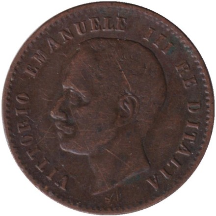 Монета 2 чентезимо. 1906 год, Италия.