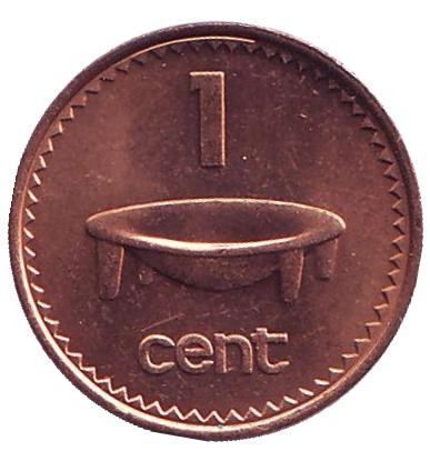 Монета 1 цент. 1985 год, Фиджи. UNC. Церемониальная чаша.