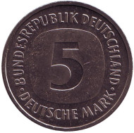 Монета 5 марок. 1982 год (F), Германия. Монета 5 марок. 1982 год (F), Германия.