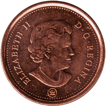 Монета 1 цент. 2012 год, Канада. (Магнитная).