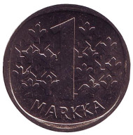 Монета 1 марка. 1990 год, Финляндия. UNC. Монета 1 марка. 1990 год, Финляндия. UNC.