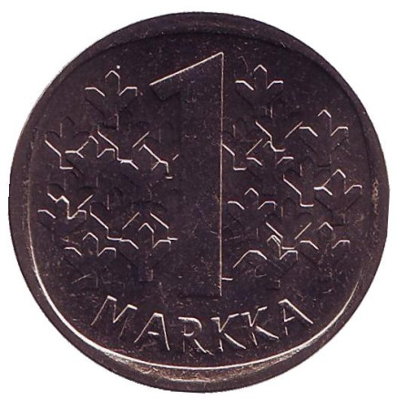Монета 1 марка. 1990 год, Финляндия. UNC.