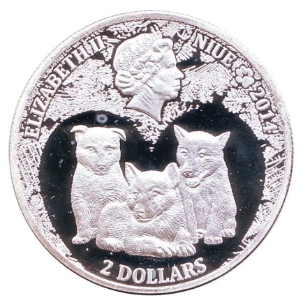 Монета 2 доллара. 2014 год, Ниуэ. Западносибирская лайка. Монета 2 доллара. 2014 год, Ниуэ. Западносибирская лайка.
