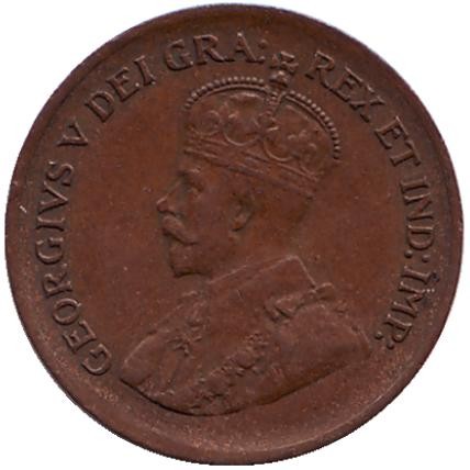 Монета 1 цент. 1935 год, Канада.