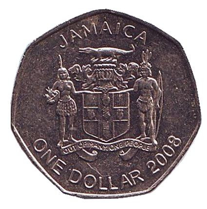Монета 1 доллар. 2008 год, Ямайка. Старый тип. Александр Бустаманте - национальный герой Ямайки. Монета 1 доллар. 2008 год, Ямайка. Старый тип. Александр Бустаманте - национальный герой Ямайки.