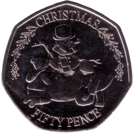 Монета 50 пенсов. 2023 год, Гибралтар. Рождество.