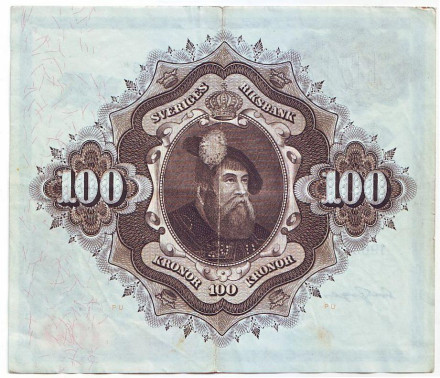 Банкнота 100 крон. 1963 год, Швеция.