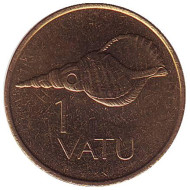 Монета 1 вату, 1999 год, Вануату. Ракушка. Монета 1 вату, 1999 год, Вануату. Ракушка.