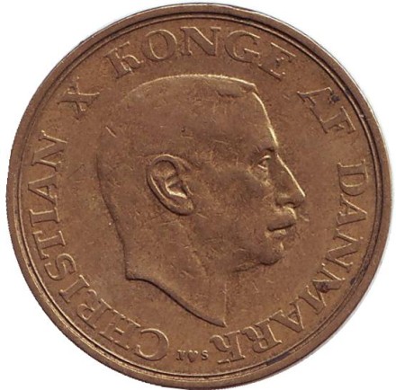 Монета 1 крона. 1943 год, Дания. Кристиан X. Редкий год! Стебли пшеницы и овса. Монета 1 крона. 1943 год, Дания. Кристиан X. Редкий год! Стебли пшеницы и овса.