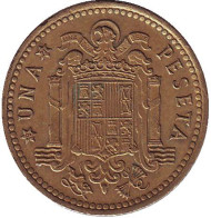 Монета 1 песета. 1966 год, Испания. (71 внутри звезды). Монета 1 песета. 1966 год, Испания. (71 внутри звезды).