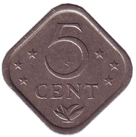 Монета 5 центов, 1983 год, Нидерландские Антильские острова.