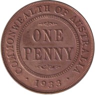 Монета 1 пенни. 1933 год, Австралия.