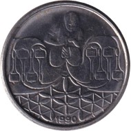 Монета 50 сентаво. 1990 год, Бразилия. Ткачиха. Монета 50 сентаво. 1990 год, Бразилия. Ткачиха.