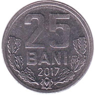 Монета 25 бани. 2017 год, Молдавия. Монета 25 бани. 2017 год, Молдавия.