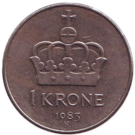 Монета 1 крона. 1983 год, Норвегия. Корона.