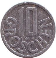 Монета 10 грошей. 1984 год, Австрия. Монета 10 грошей. 1984 год, Австрия.