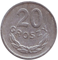 Монета 20 грошей. 1962 год, Польша. Монета 20 грошей. 1962 год, Польша.