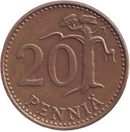 Монета 20 пенни. 1978 год, Финляндия. Монета 20 пенни. 1978 год, Финляндия.