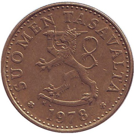 Монета 20 пенни. 1978 год, Финляндия.