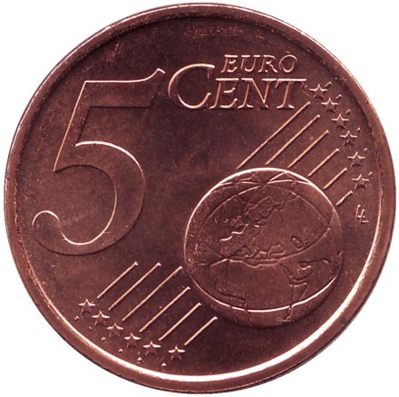 Монета 5 центов, 2004 год, Сан-Марино. Монета 5 центов, 2004 год, Сан-Марино.