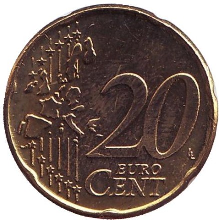 Монета 20 центов. 2005 год, Бельгия. Монета 20 центов. 2005 год, Бельгия.