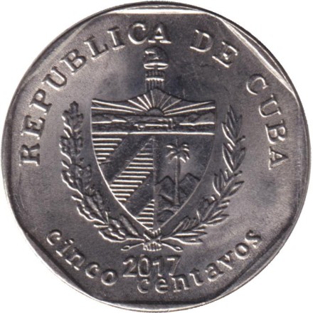 Монета 5 сентаво. 2017 год, Куба. (Конвертируемый песо). Монета 5 сентаво. 2017 год, Куба. (Конвертируемый песо).