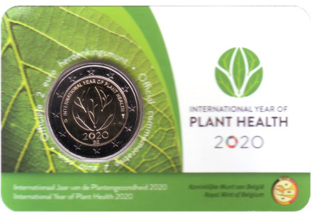 Монета 2 евро. 2020 год, Бельгия. (Надпись: Belgie). Международный год охраны здоровья растений.