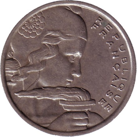 Монета 100 франков. 1957 год (В), Франция. Монета 100 франков. 1957 год (В), Франция.