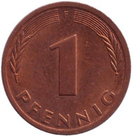Монета 1 пфенниг. 1981 год (F), ФРГ. Дубовые листья. Монета 1 пфенниг. 1981 год (F), ФРГ. Дубовые листья.