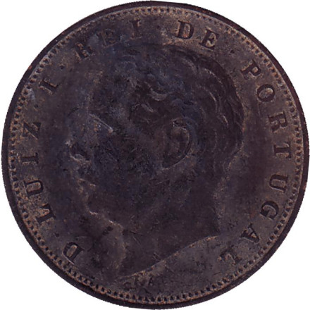 Монета 10 рейсов. 1884 год, Португалия. Монета 10 рейсов. 1884 год, Португалия.