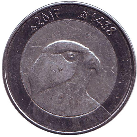 Монета 10 динаров. 2017 год, Алжир. Сокол.