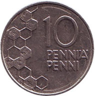 Монета 10 пенни. 1996 год, Финляндия. Монета 10 пенни. 1996 год, Финляндия.
