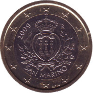 Монета 1 евро. 2009 год, Сан-Марино.