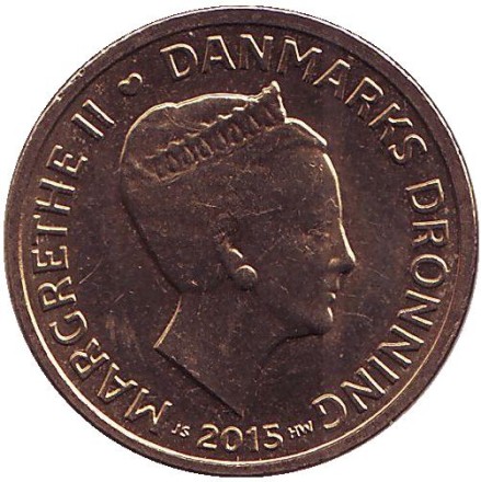 Монета 10 крон. 2015 год, Дания. Монета 10 крон. 2015 год, Дания.