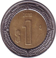 Монета 1 песо. 2010 год, Мексика. Монета 1 песо. 2010 год, Мексика.