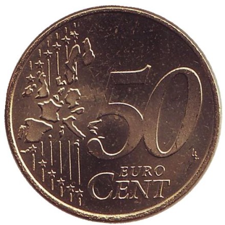 Монета 50 центов. 2002 год (G), Германия.