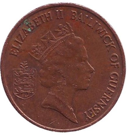 Монета 1 пенни. 1986 год, Гернси. Краб.