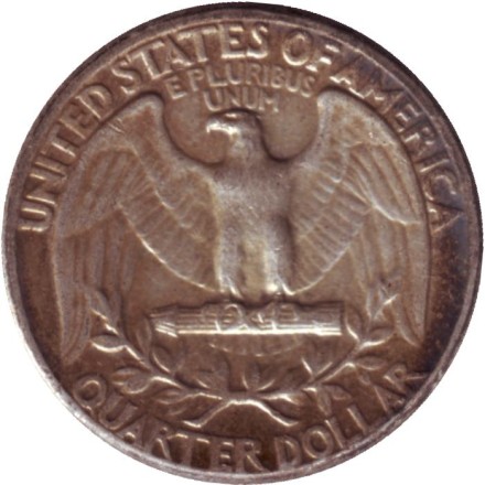 Монета 25 центов. 1963 год, США. (Без отметки монетного двора). Вашингтон. Монета 25 центов. 1963 год, США. (Без отметки монетного двора). Вашингтон.